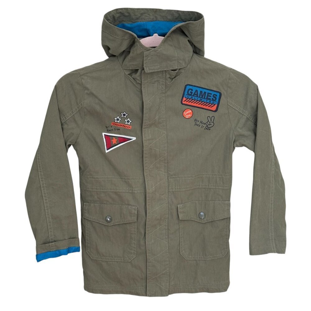 KIDS LIGHT ARMY GREEN BOTS JACKET COAT